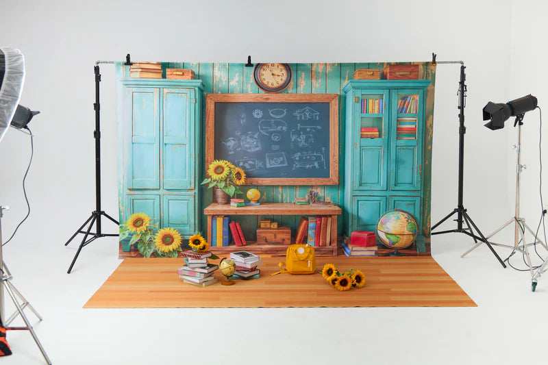 Kate Back to School Chalkboard Book Sunflower Photo Kit - Kate Backdrop AU