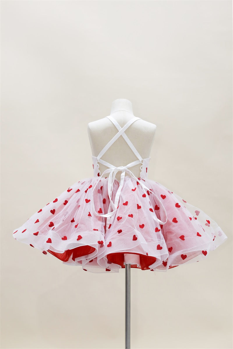 Kate Valentine's Day Heart Mesh Kids Dress for Photography - Kate Backdrop AU