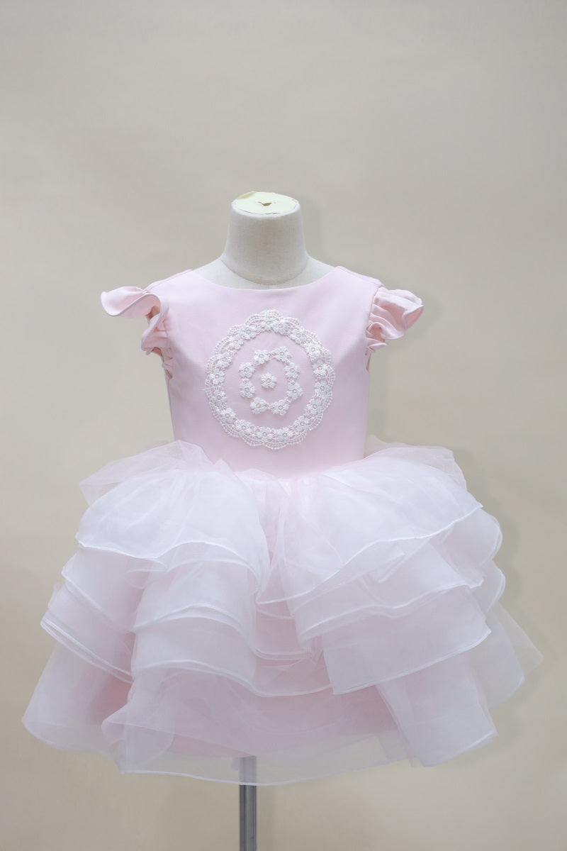 Kate Spring/Summer Pink Fly Sleeve Mesh Kids Dress for Photography - Kate Backdrop AU
