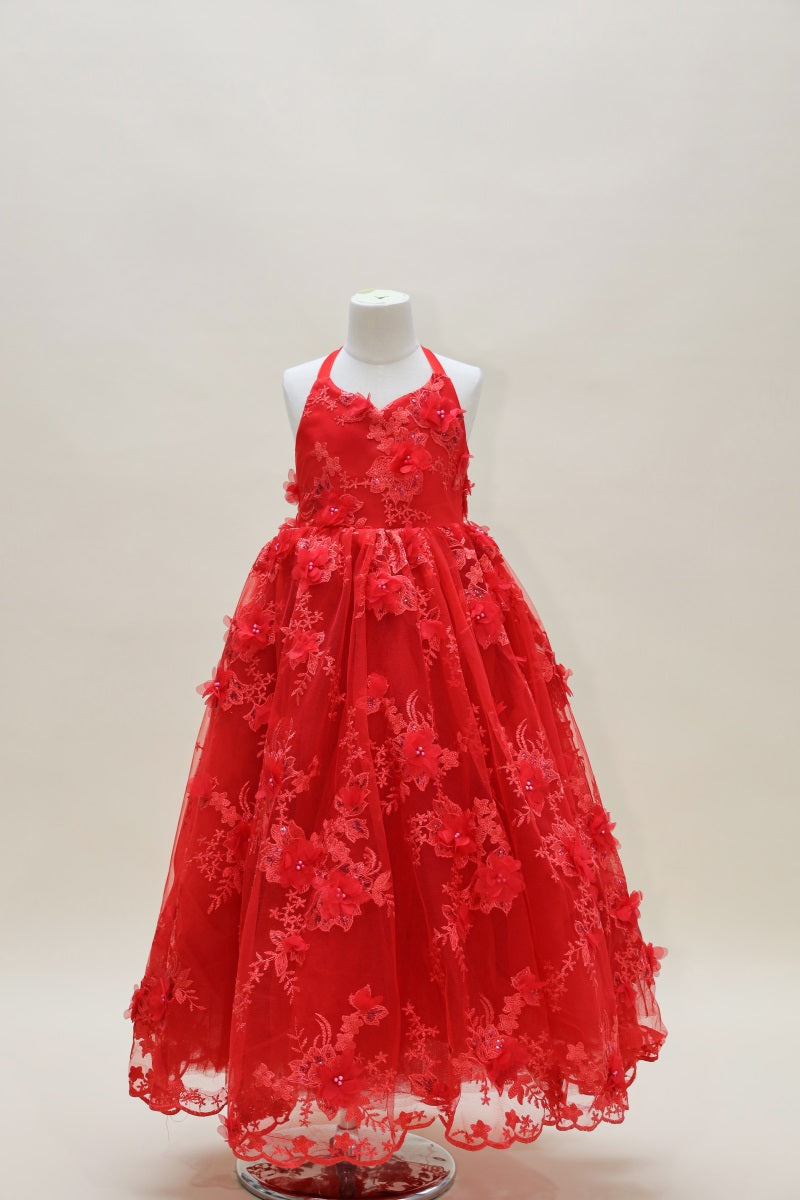 Kate Valentine's Day Red Embroidered Kids Dress for Photography - Kate Backdrop AU