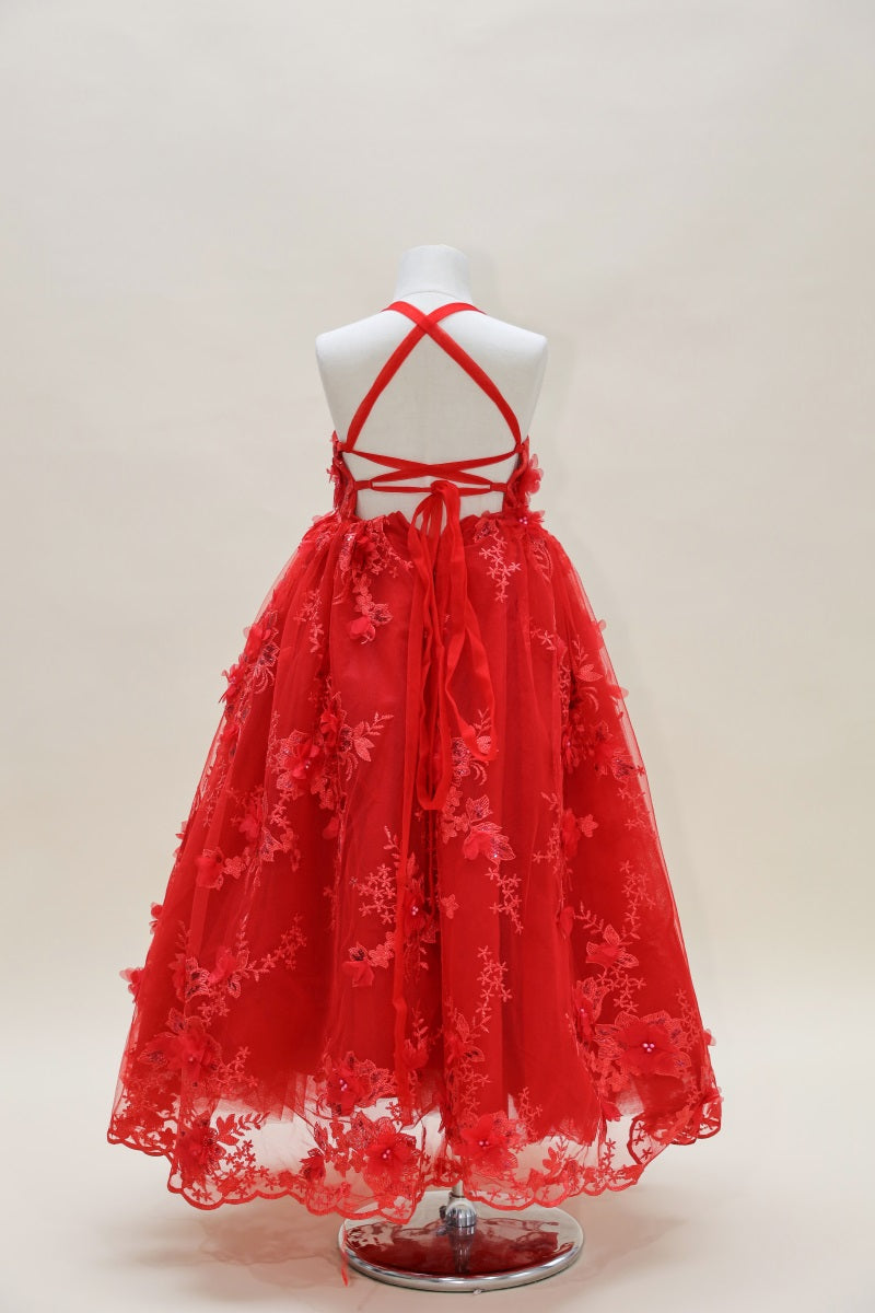 Kate Valentine's Day Red Embroidered Kids Dress for Photography - Kate Backdrop AU