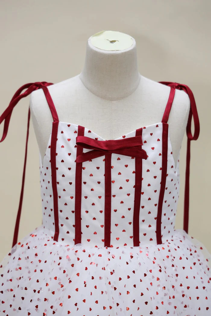 Kate Valentine's Day Heart Sequin Bow Kids Dress for Photography - Kate Backdrop AU