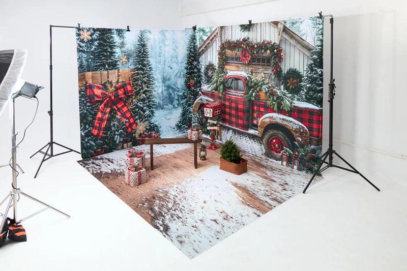Kate Winter Christmas Tree Truck Gifts Roomset Photo Kit - Kate Backdrop AU