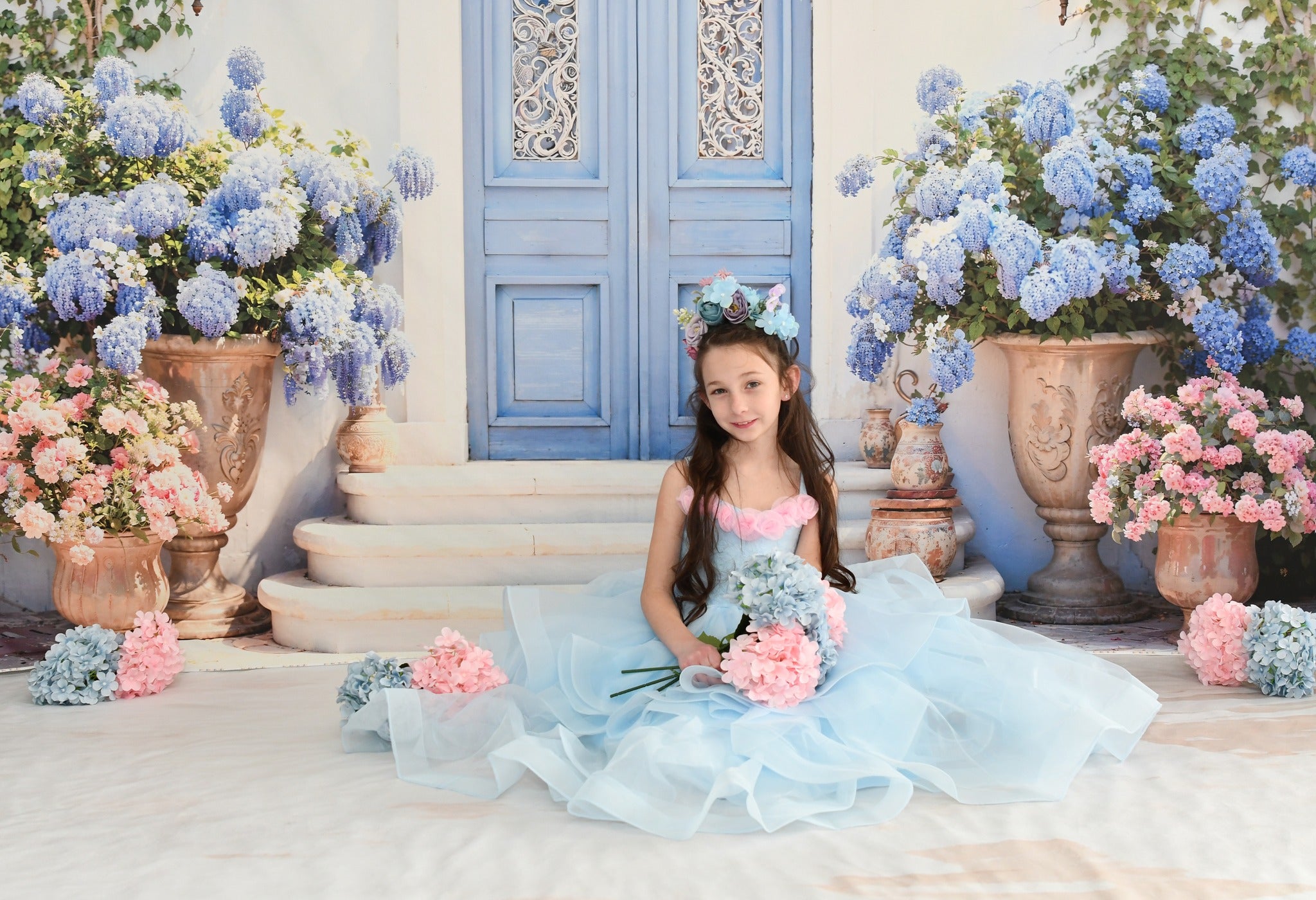 Kate Spring Blue Door Hydrangea Backdrop Designed by Emetselch - Kate Backdrop AU