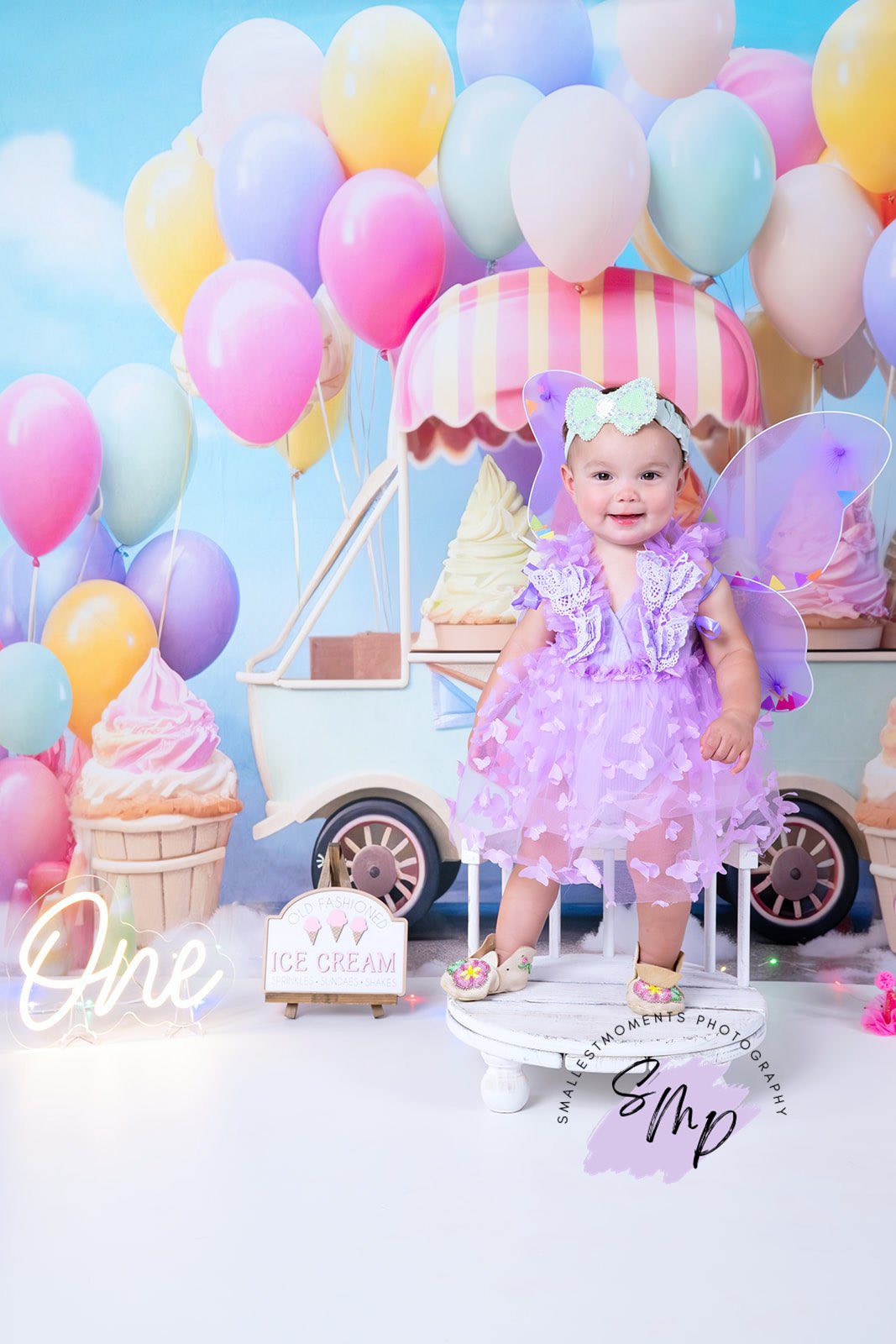 Kate Summer Sweet Ice Cream Backdrop Car Cake Smash Balloon Sky Designed by Chain Photography