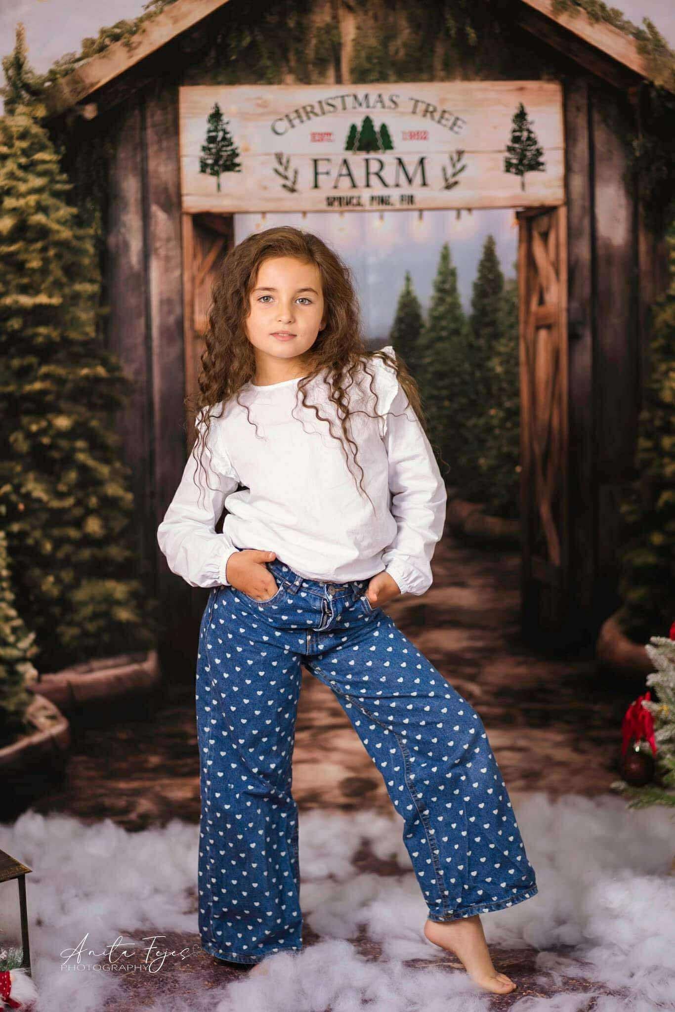 Kate Christmas Tree Farm Entrance Backdrop for Photography