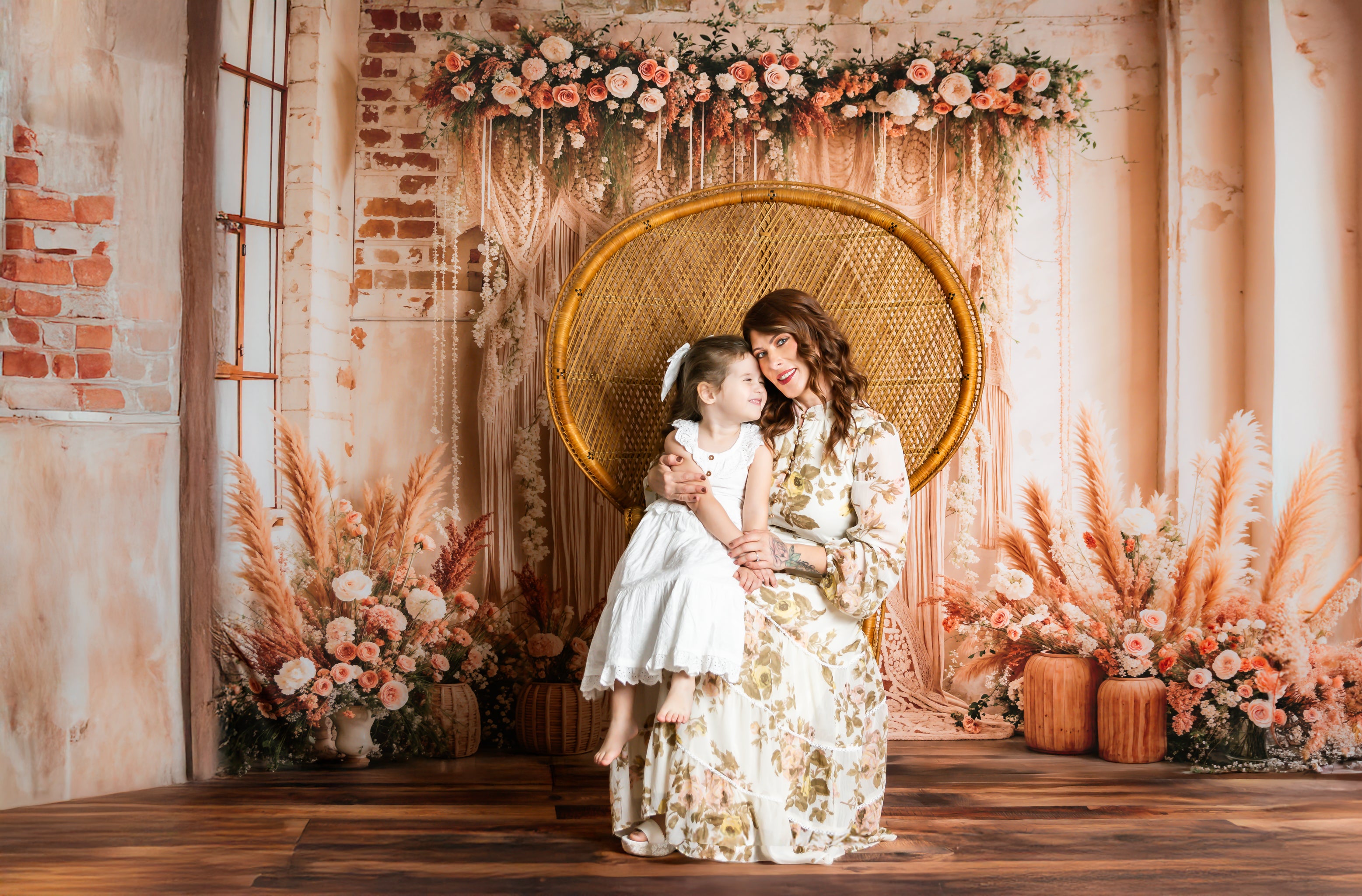 Kate Boho Flower Curtains Backdrop Designed by Laura Bybee - Kate Backdrop AU