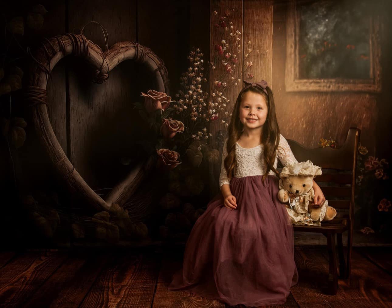 Kate Rustic Rose Heart Backdrop Designed by Angela Marie Photography - Kate Backdrop AU