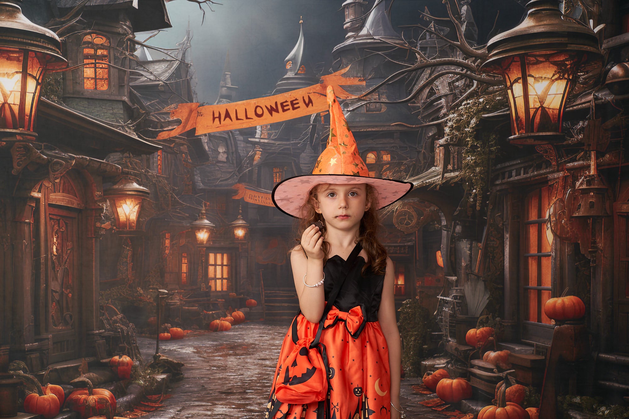 Kate Halloween Pumpkin Town Backdrop Designed by Emetselch - Kate Backdrop AU