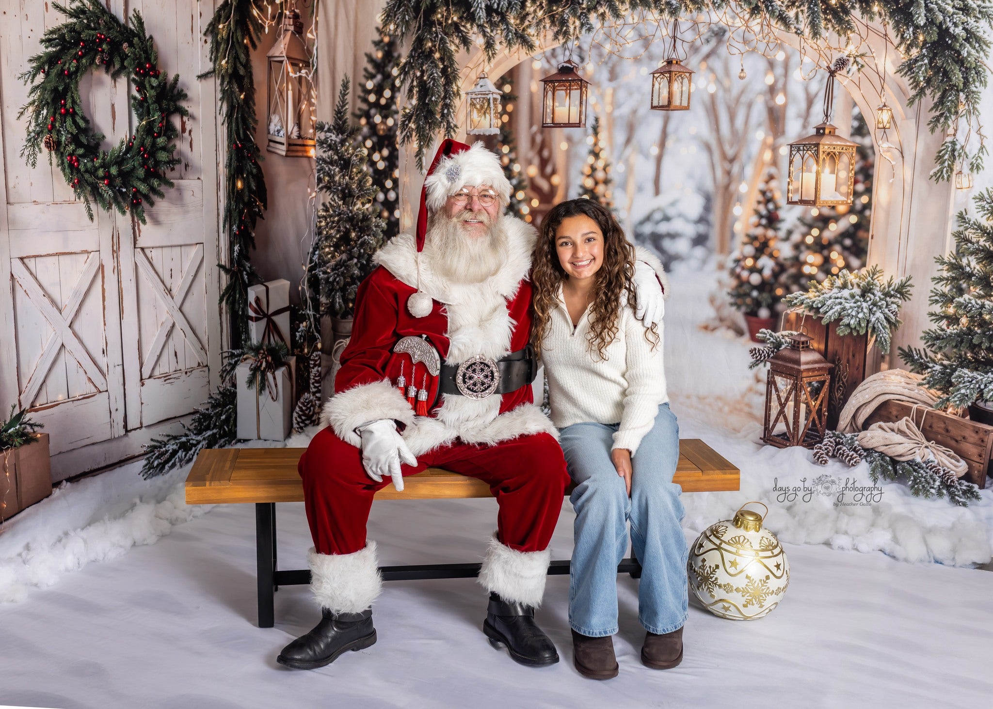 Kate Winter Christmas Arch Barn Door Snow Room Set