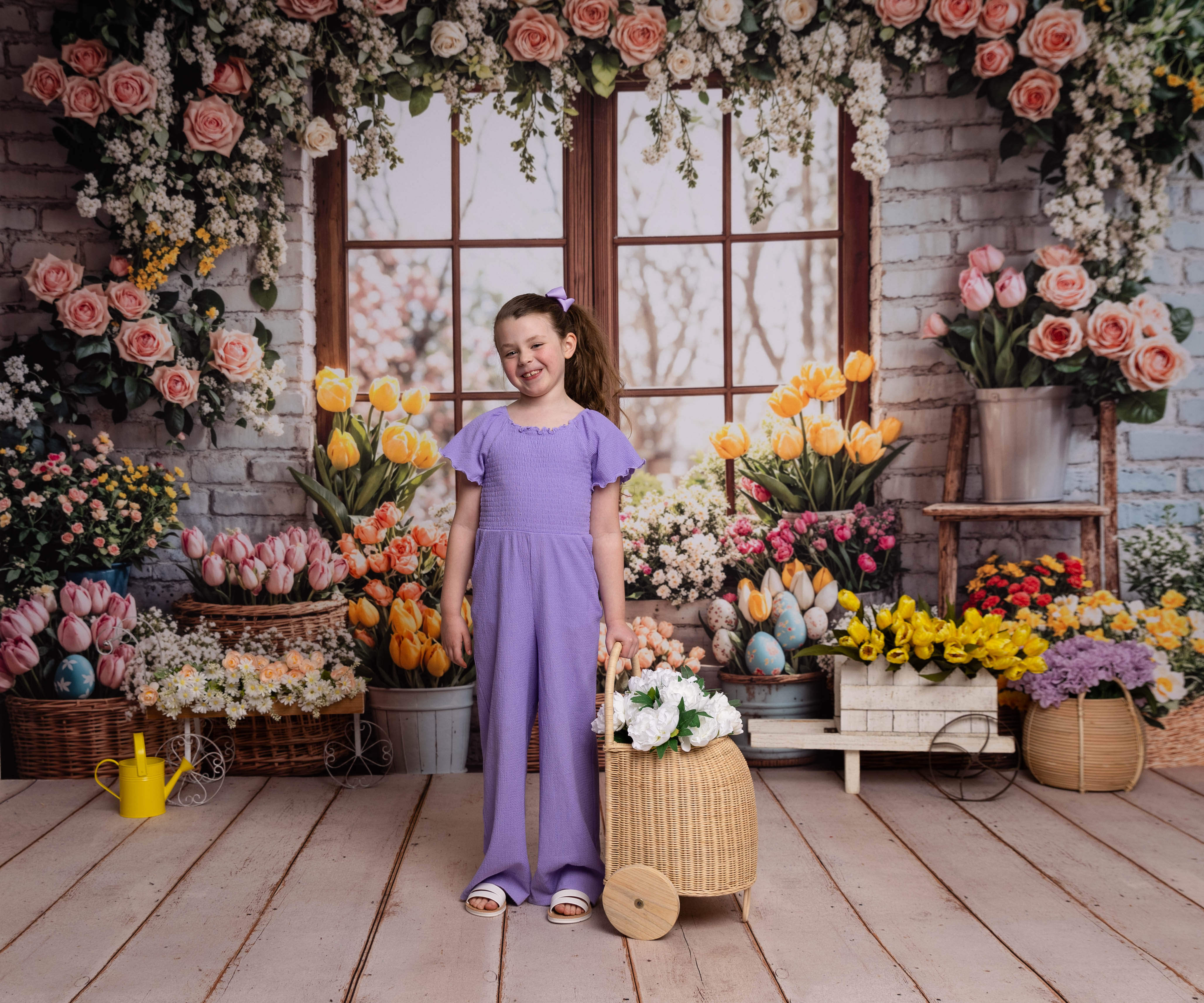 Kate Easter Flower Window Fleece Backdrop Designed by Emetselch - Kate Backdrop AU