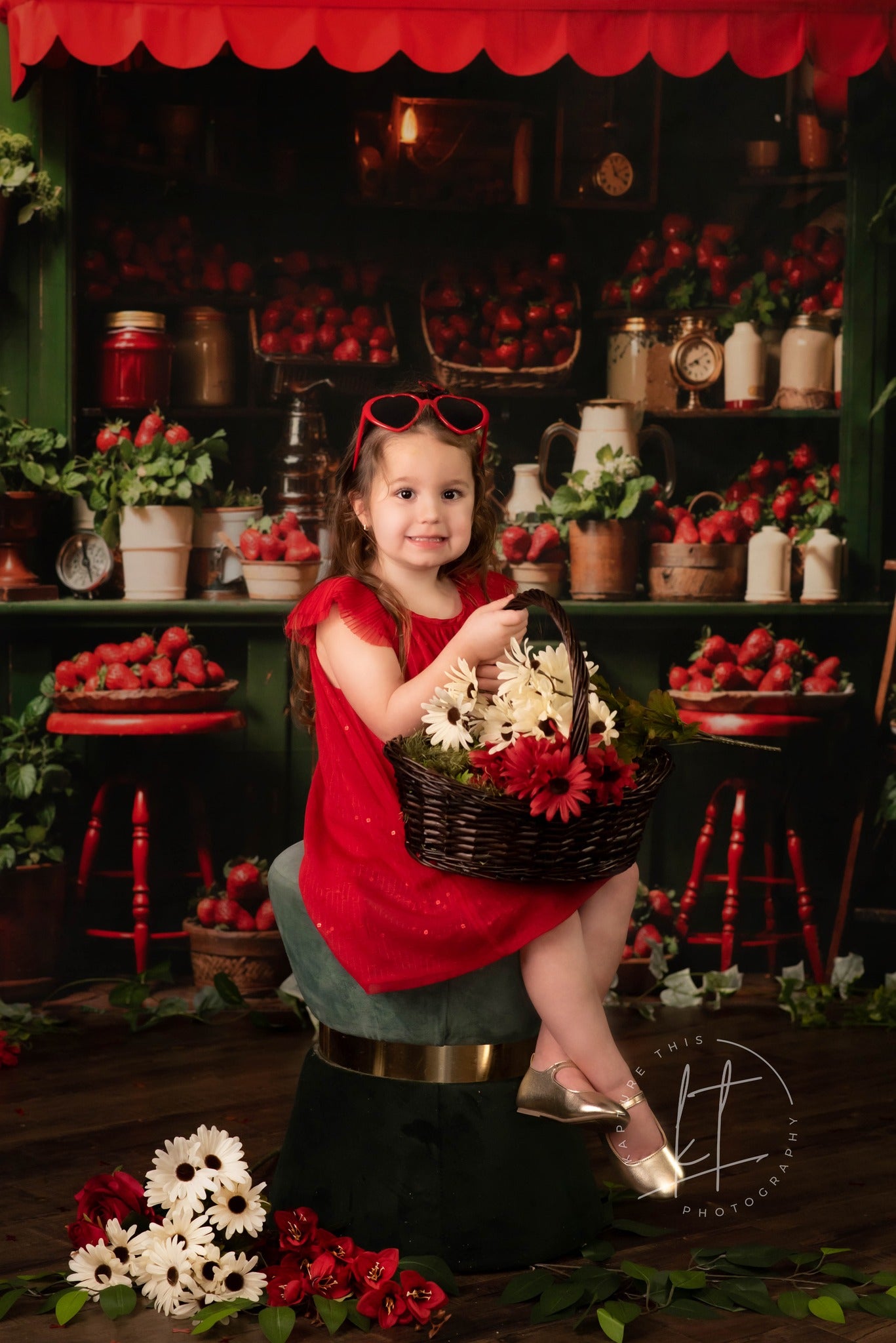 Kate Spring Green Plant Strawberry House Backdrop Designed by Emetselch - Kate Backdrop AU