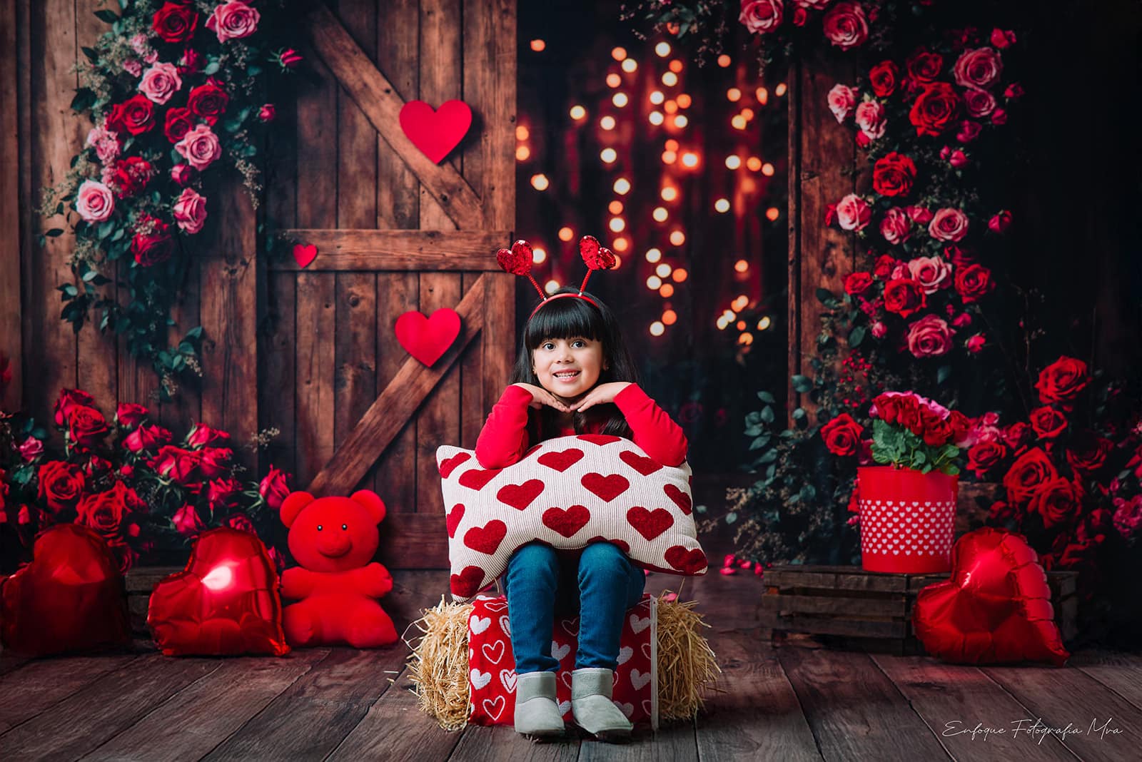 Kate Valentine's Day Flower Barn Door Backdrop Designed by Emetselch - Kate Backdrop AU