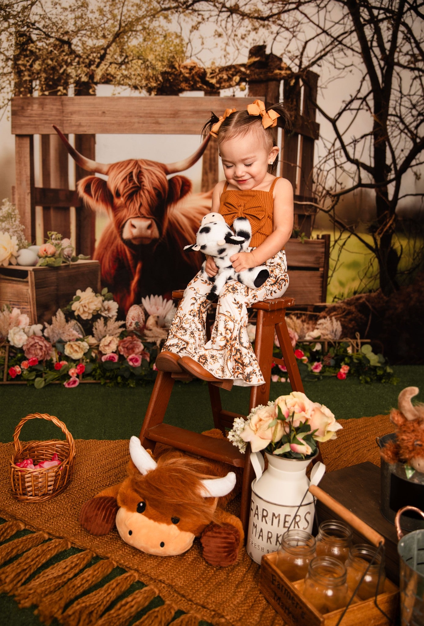 Kate Hightland Cow Outdoor Spring Backdrop Designed by Patty Robert - Kate Backdrop AU