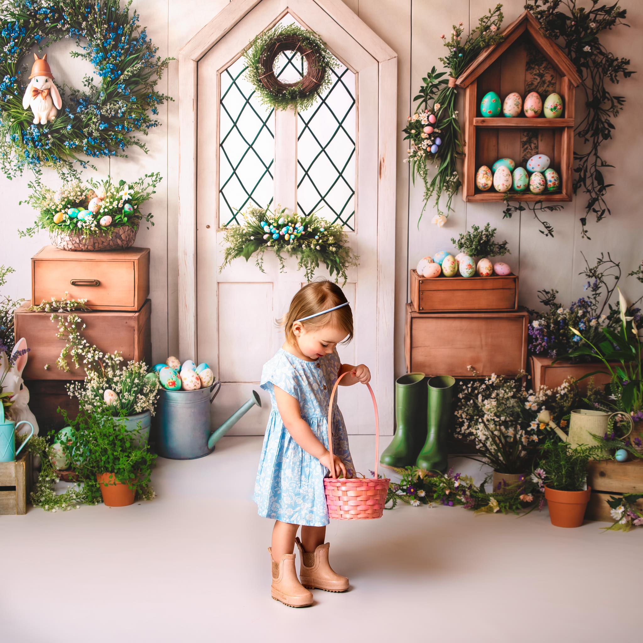Kate Easter Bunny Spring Door Backdrop Designed by Emetselch - Kate Backdrop AU