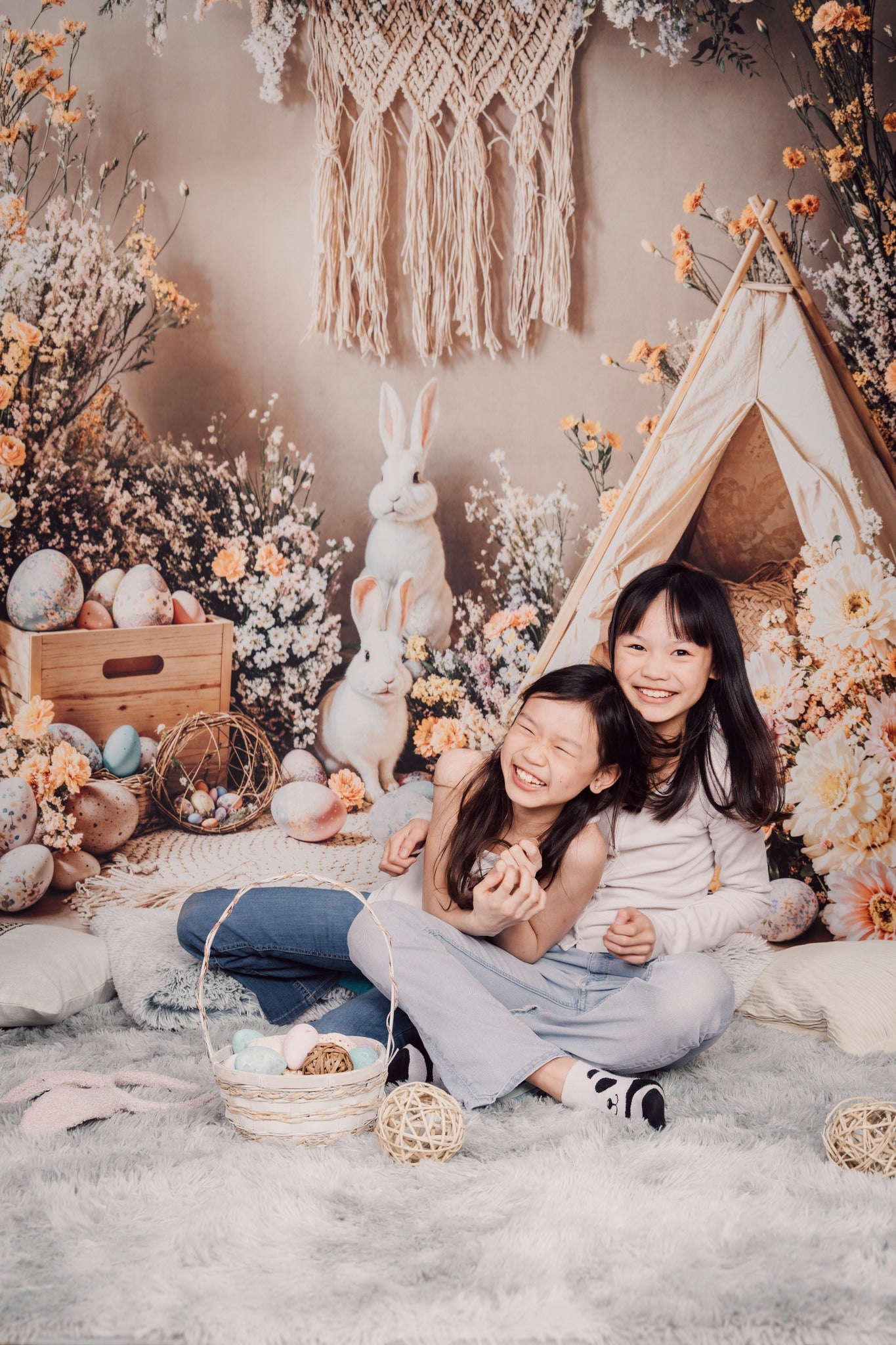 Kate Easter Bunny Boho Eggs Backdrop Designed by Emetselch - Kate Backdrop AU