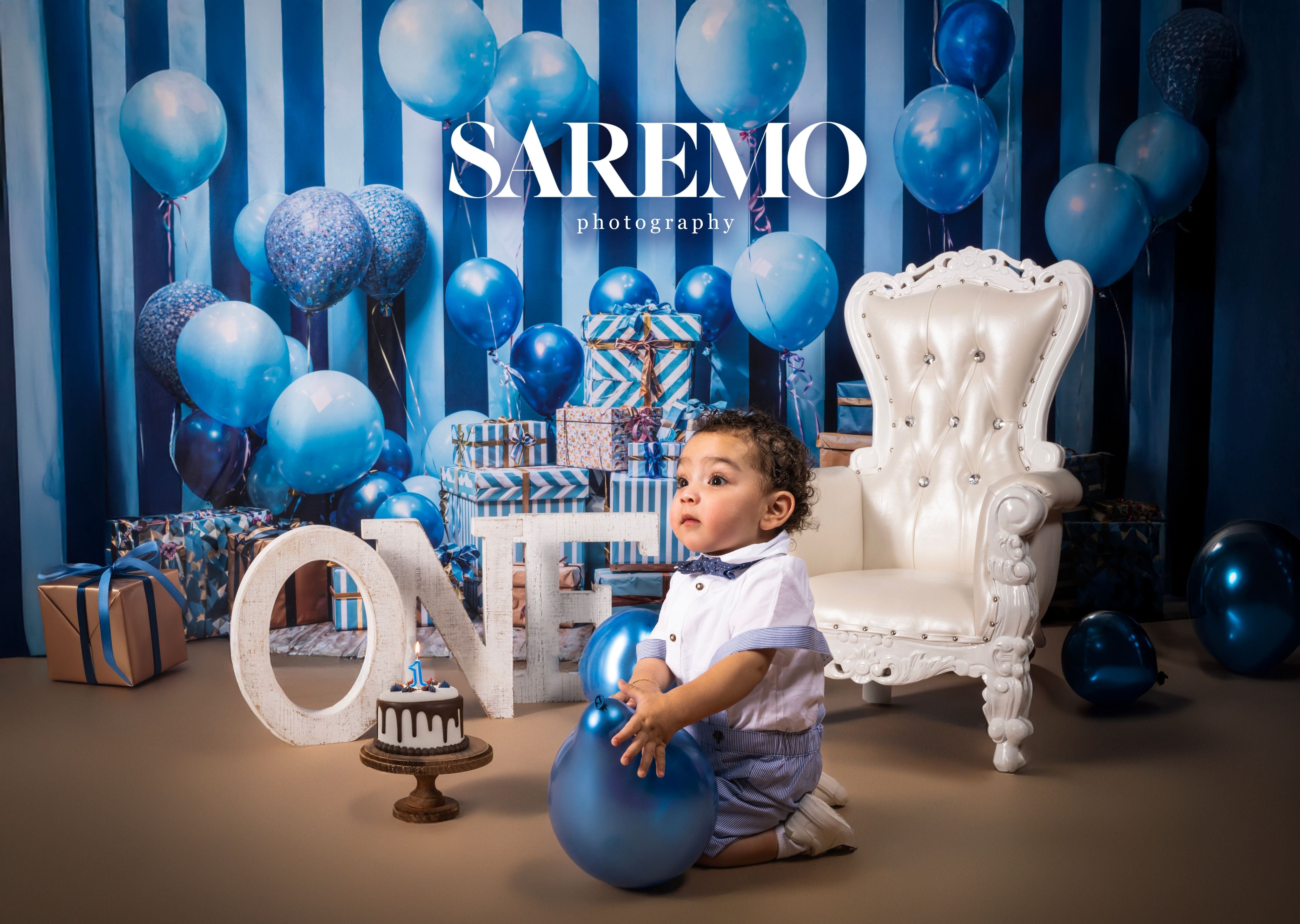 Kate Blue Balloon Gifts Cake Smash Backdrop Designed by Emetselch - Kate Backdrop AU