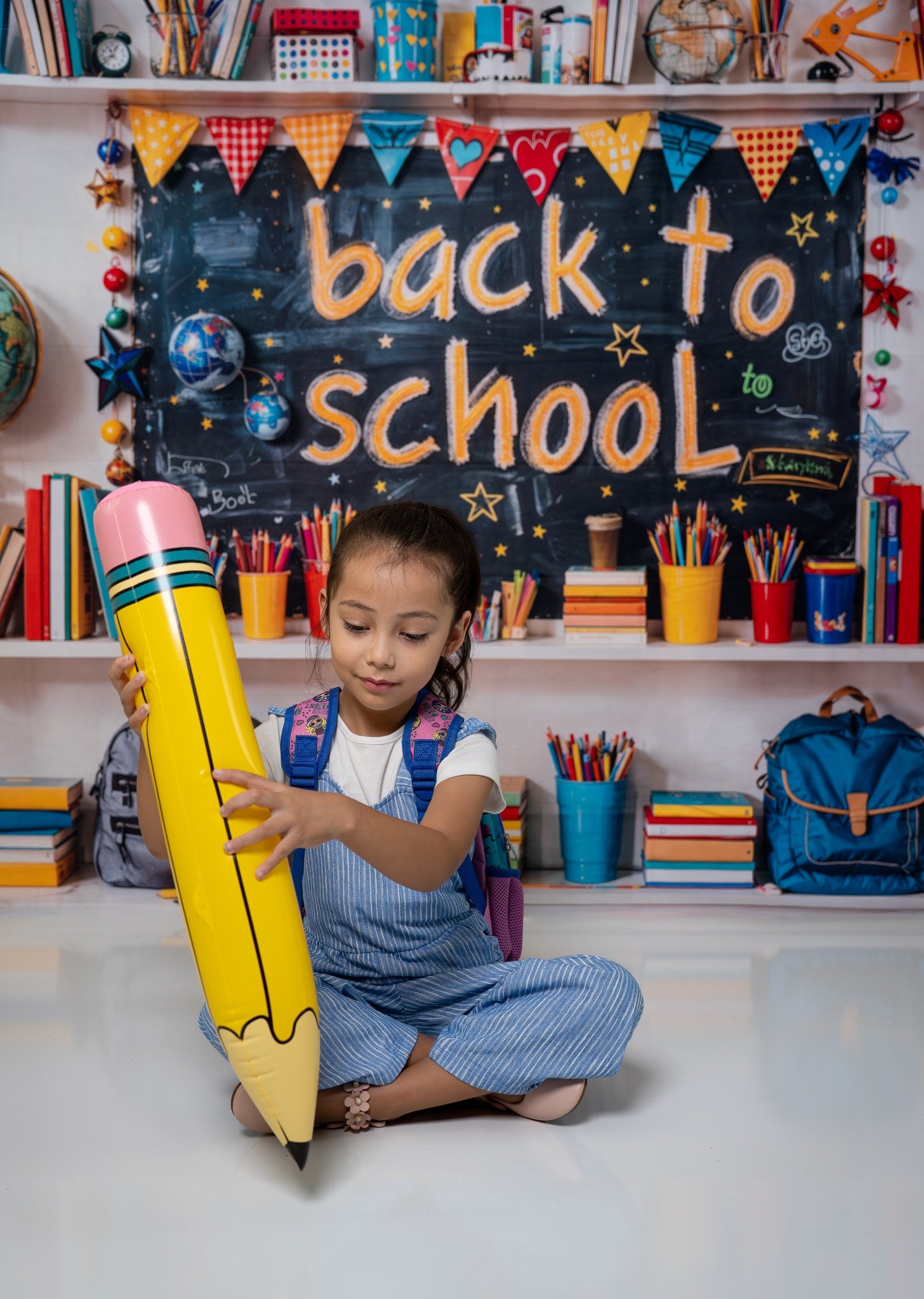 Kate Back to School Backdrop Colorful Book Pencil Designed by Emetselch - Kate Backdrop AU