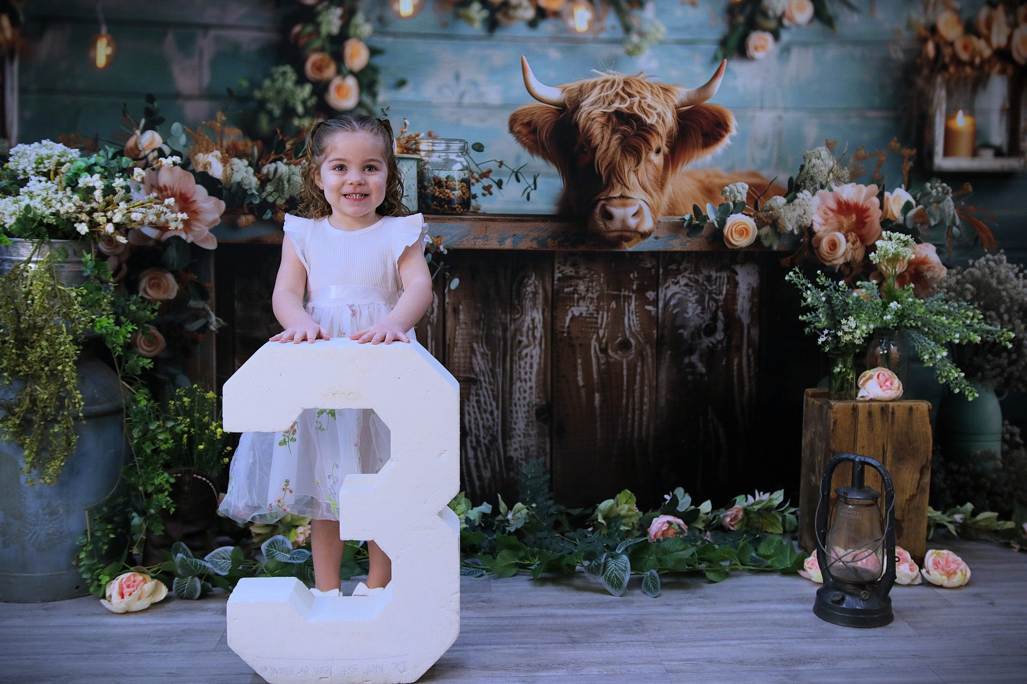 Kate Highland Cow Rustic Decor Backdrop Designed by Patty Robert - Kate Backdrop AU