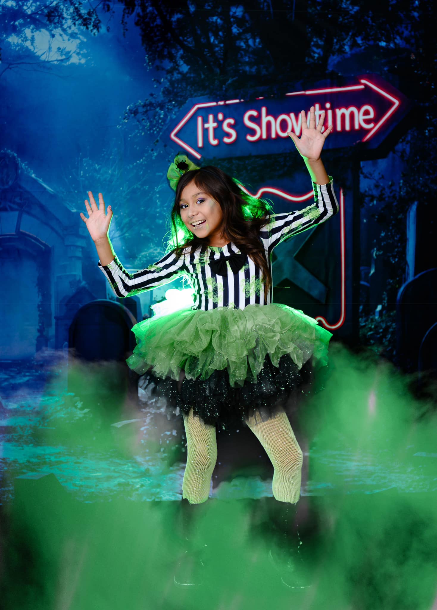 Kate Halloween Backdrop Neon Graveyard Night Designed by Emetselch - Kate Backdrop AU