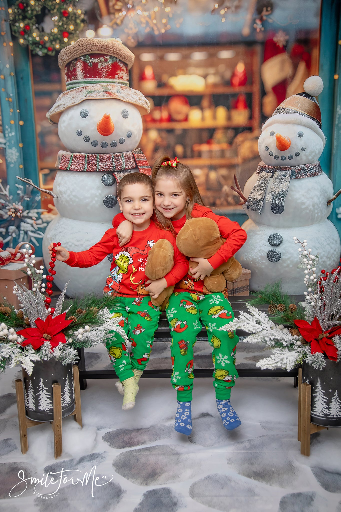 Kate Happy Snowman Shop Backdrop Winter Christmas Designed by Laura Bybee - Kate Backdrop AU