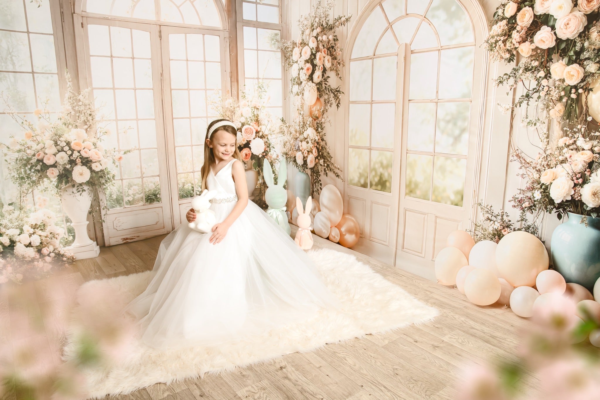 Kate Wedding Floral Arched Window Balloons Room Set (8ftx8ft&10ftx8ft&8ftx10ft) - Kate Backdrop AU