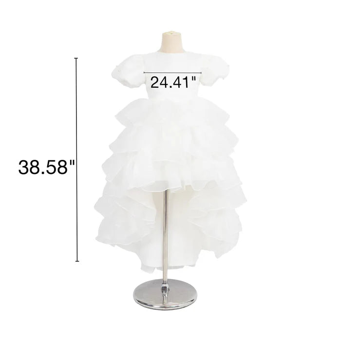 Kate Pure White Mesh Long Tail Children's Gown Dress with pearl hair band - Kate Backdrop AU
