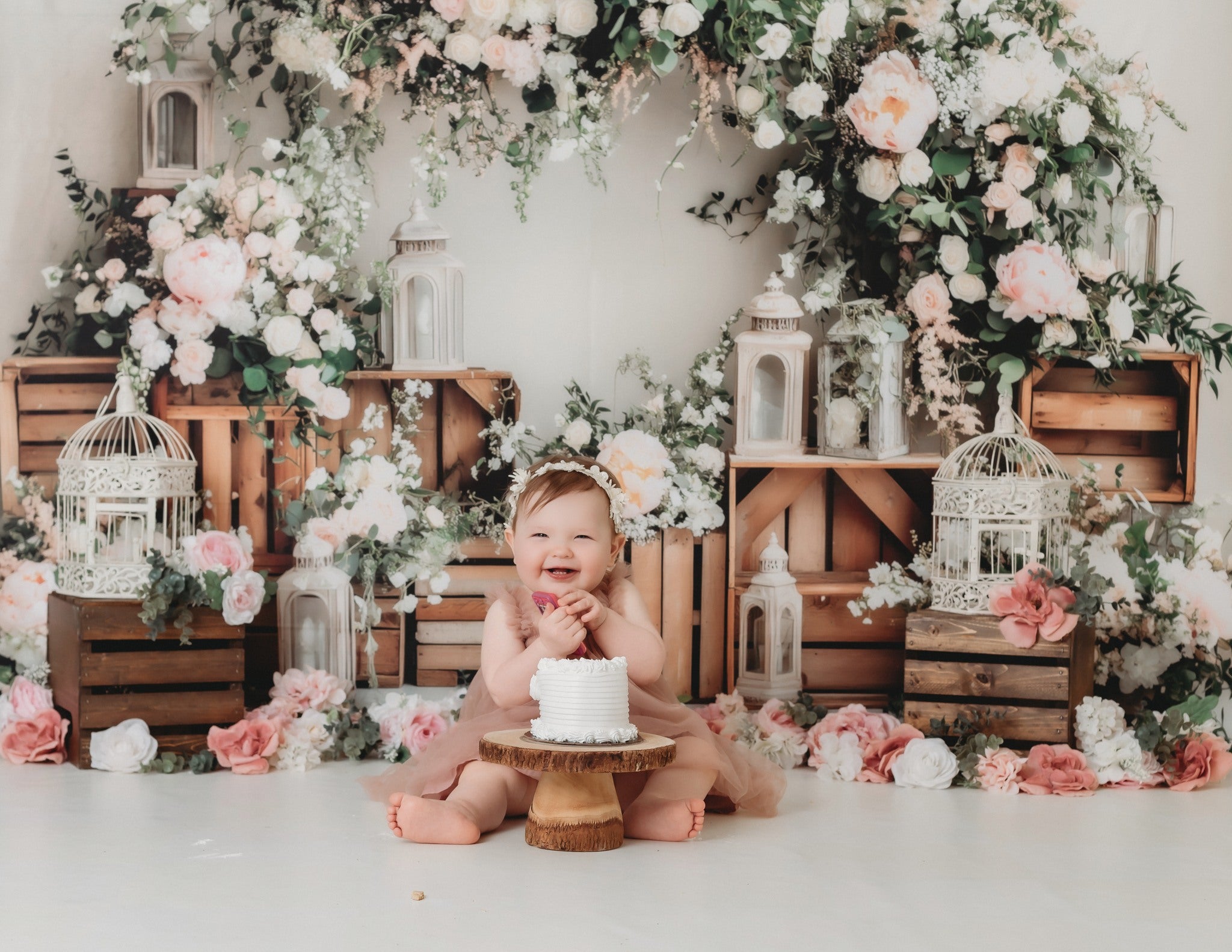 Kate Vintage Floral Arch Backdrop Spring Designed by Patty Roberts - Kate Backdrop AU