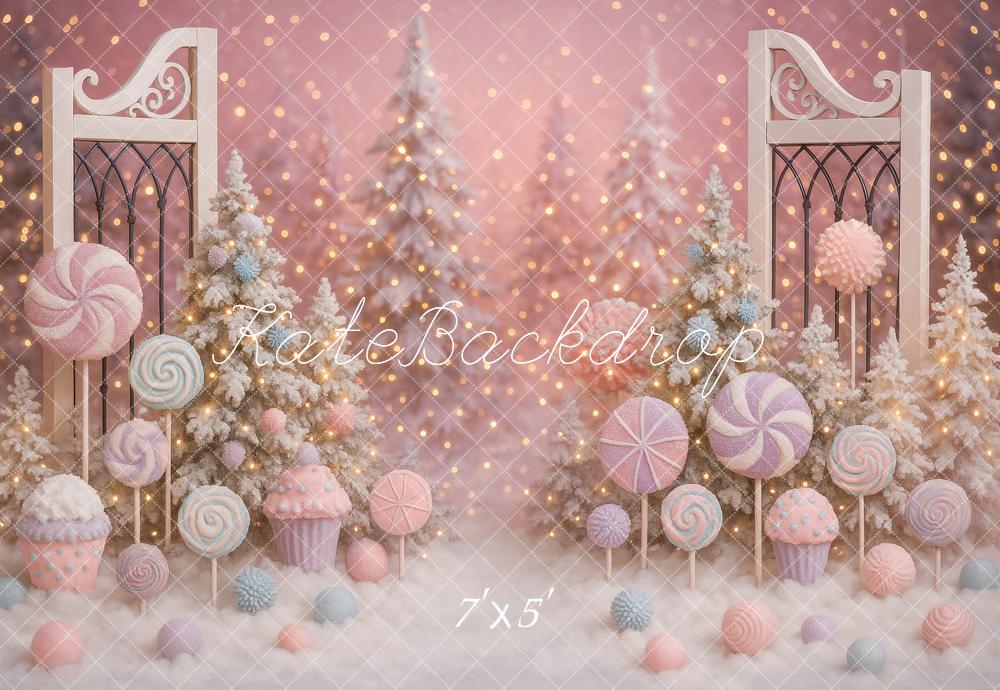 Kate Christmas Candyland Frosted Trees Backdrop Designed by Ashley Paul - Kate Backdrop AU