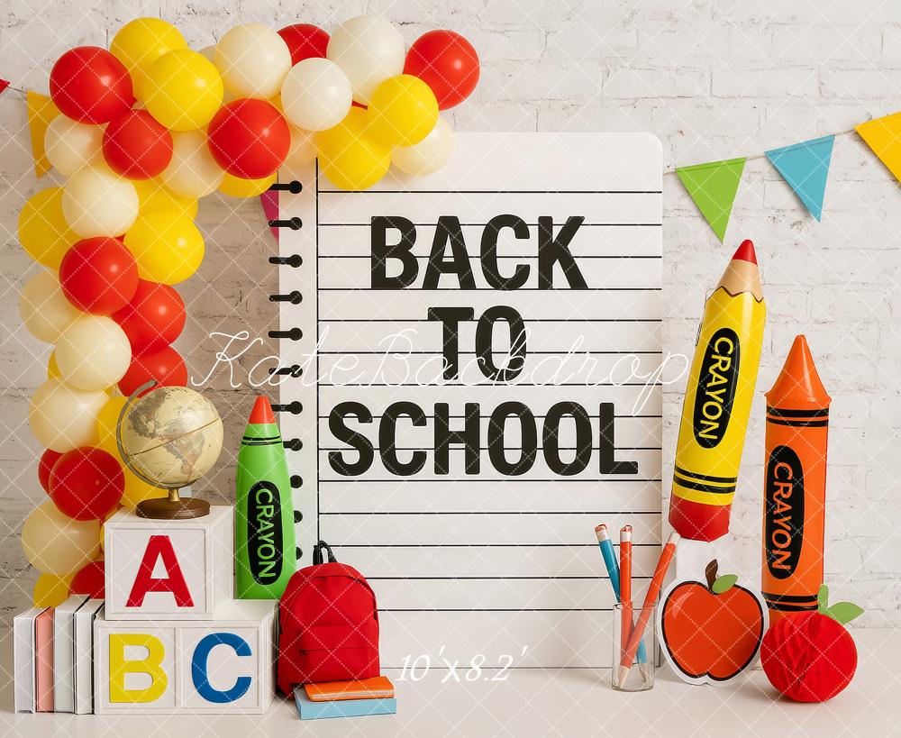 Kate Back to School Balloons Backdrop Designed by Patty Roberts - Kate Backdrop AU