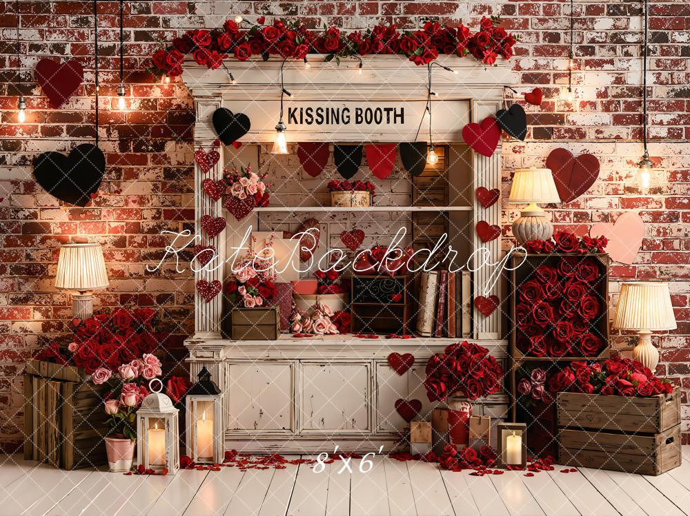 Kate Kissing Booth Red Roses Hearts Backdrop Designed by Emetselch