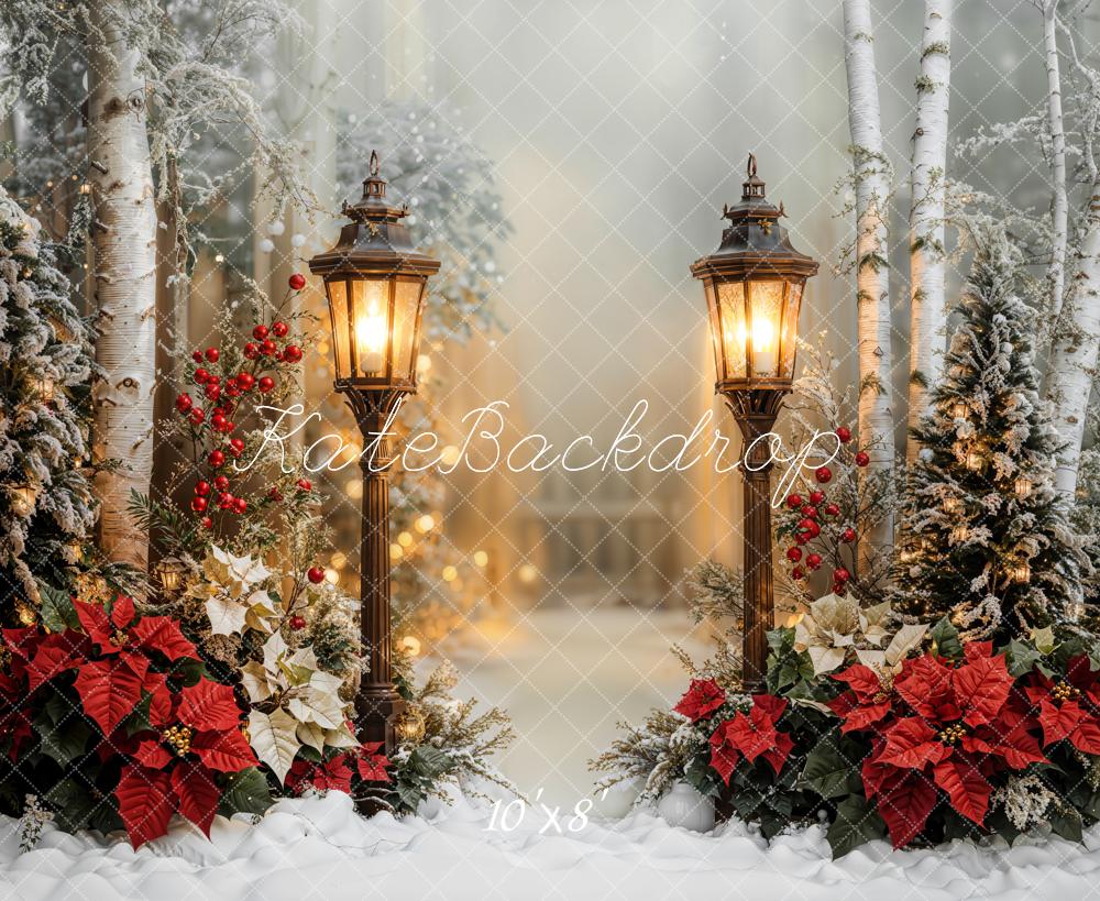 Kate Christmas Snow Birch Trees Fleece Backdrop Designed by Emetselch - Kate Backdrop AU