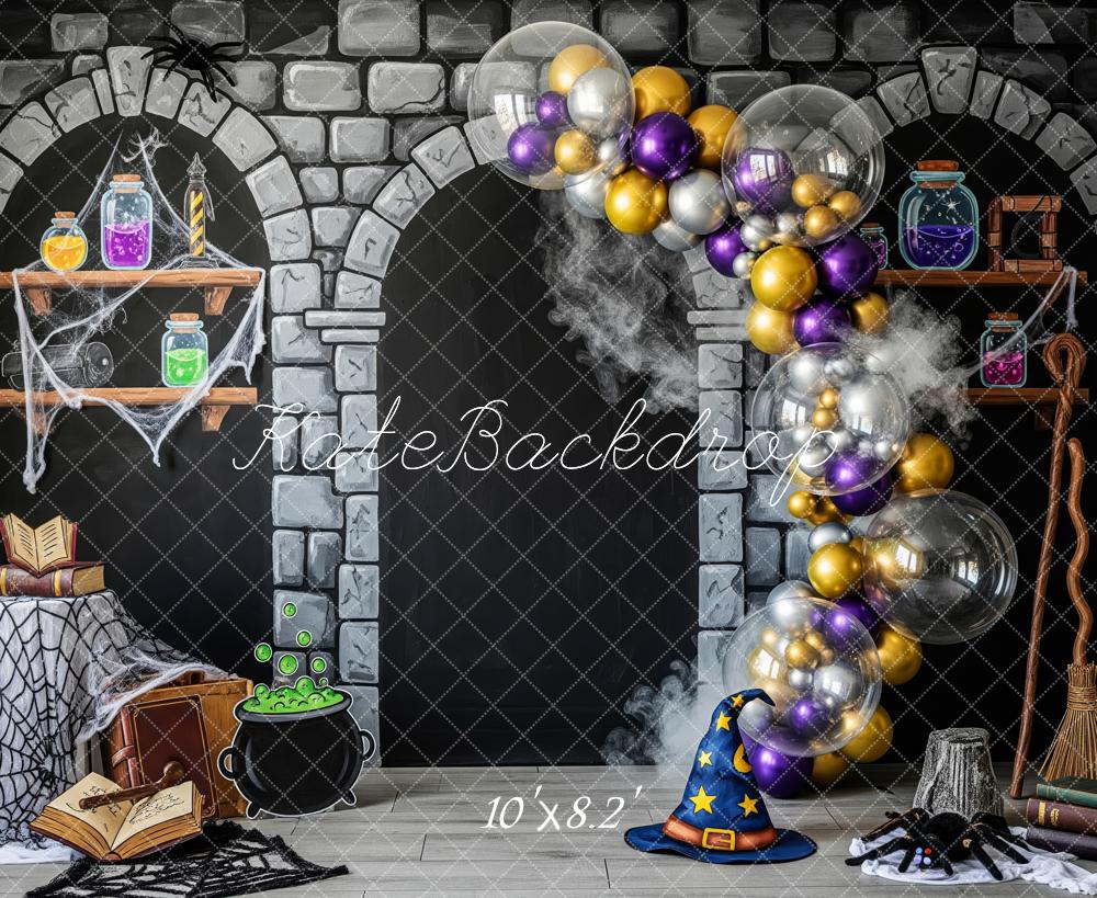 Kate Halloween Wizard Lab Stone Wall Backdrop Designed by Patty Roberts