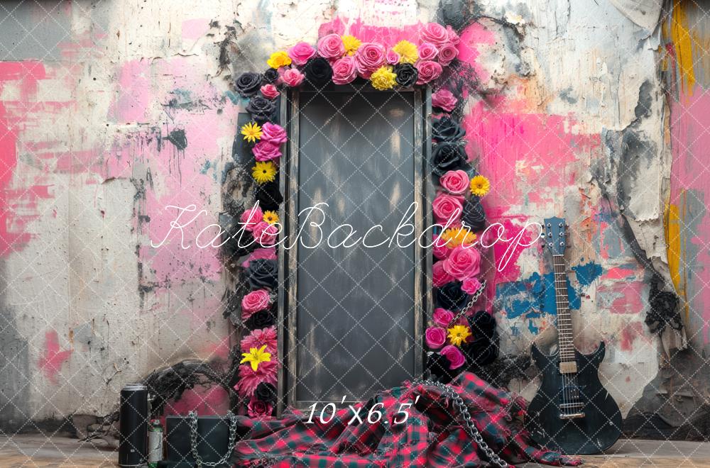 Kate Flower Grunge Wall Guitar Backdrop Designed by Mini MakeBelieve - Kate Backdrop AU