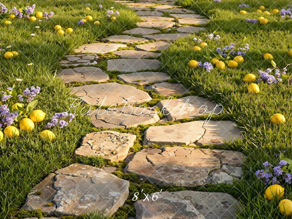 Kate Stone Path Lemons Grass Backdrop Designed by Emetselch