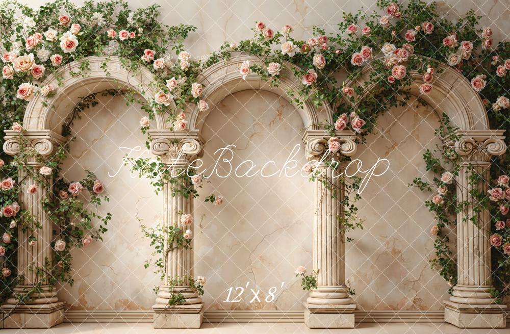 Kate Flower Arch Wedding Columns Backdrop Designed by Emetselch