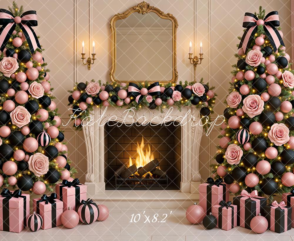 Kate Christmas Rose Tree Fireplace Backdrop Designed by Ashley Paul - Kate Backdrop AU