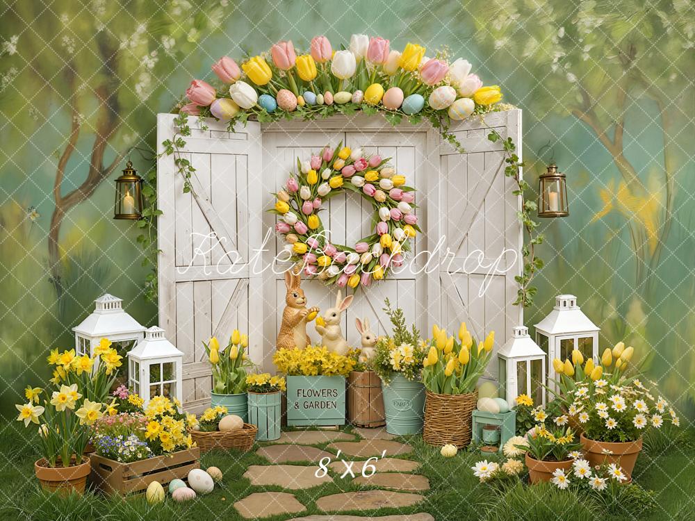 Kate Easter Bunny Tulips Backdrop Designed by Chain
