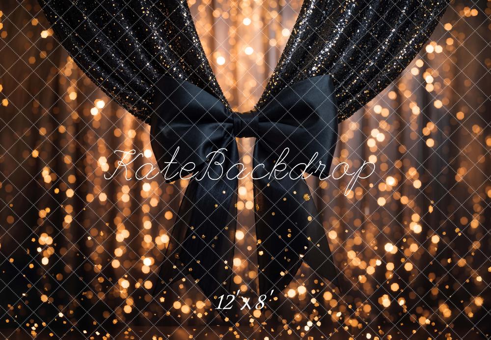 Kate Black Curtain Bow Bokeh Fleece Backdrop Designed by Chain - Kate Backdrop AU