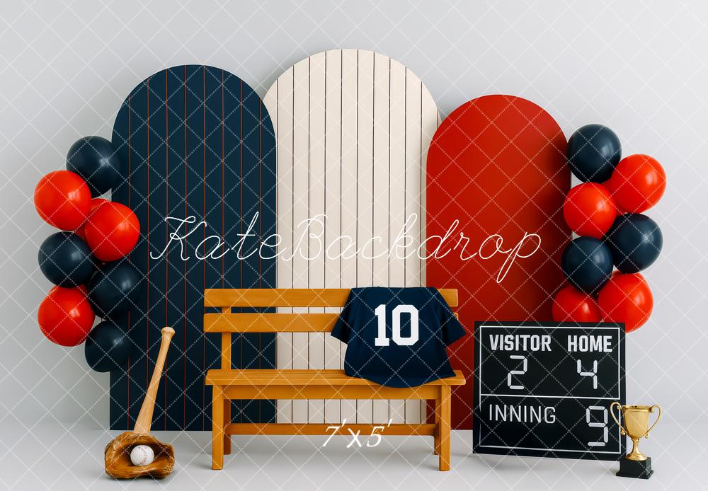 Kate Baseball Bench Balloons Backdrop Designed by Patty Roberts - Kate Backdrop AU