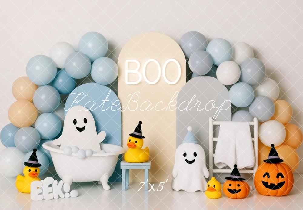 Kate Halloween Ghost Bathtub Balloons Backdrop Designed by Patty Roberts - Kate Backdrop AU