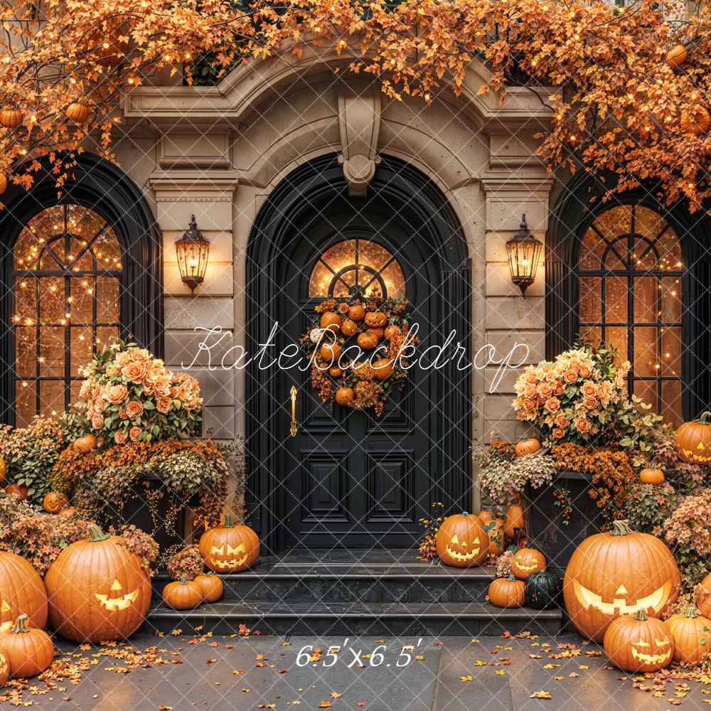 15% OFF Kate Halloween Pumpkins Autumn Front Door Backdrop Designed by Emetselch - Kate Backdrop AU