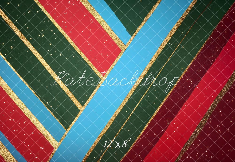 Kate Christmas Diagonal Stripes Fleece Backdrop Designed by Emetselch - Kate Backdrop AU