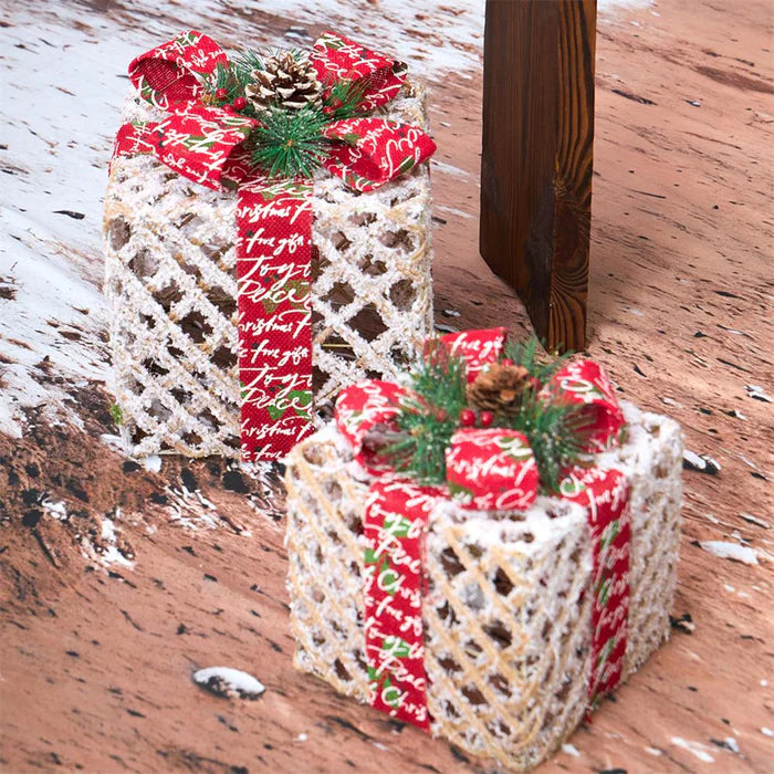 Kate Christmas Illuminated Iron Gift Box Set for Photography