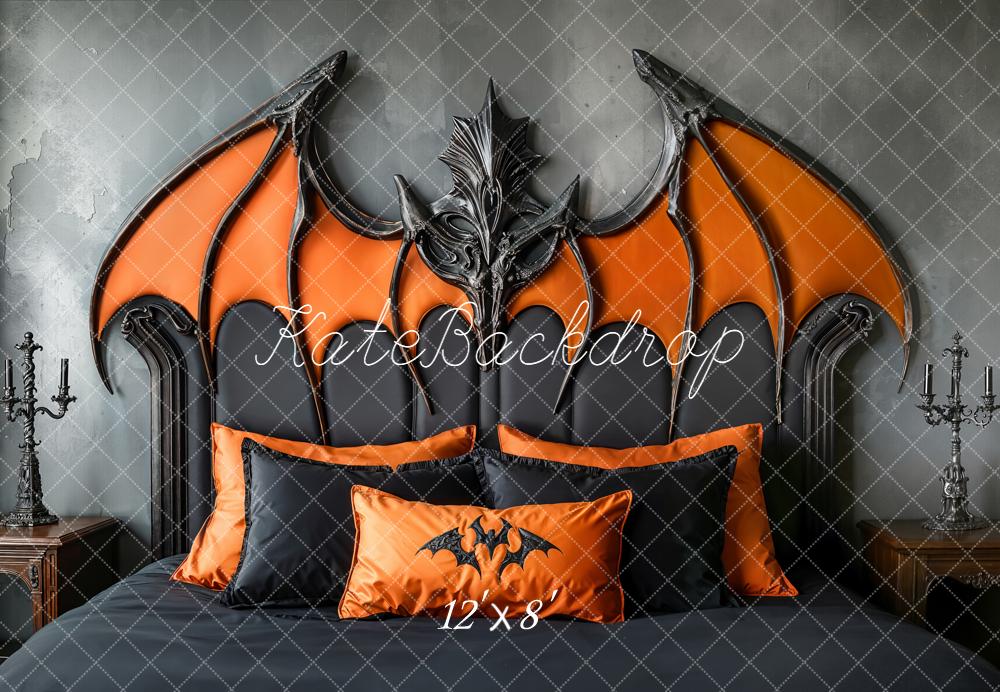 Kate Halloween Bat Headboard Fleece Backdrop Designed by Emetselch - Kate Backdrop AU