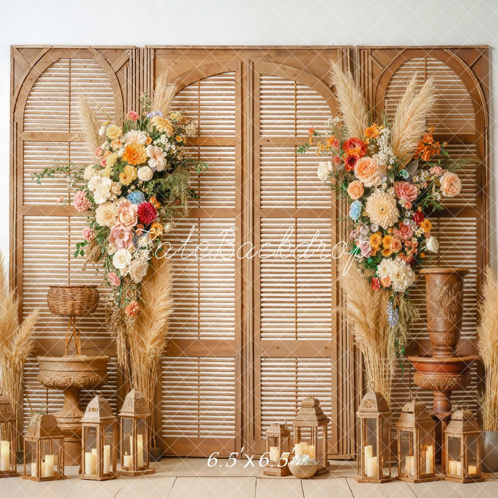 Kate Bohemian Floral Wooden Screen Backdrop Designed by Emetselch