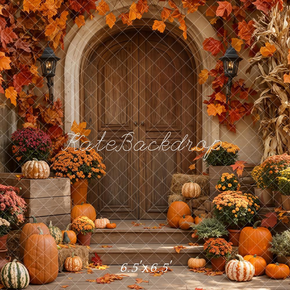 Kate Autumn Pumpkins Wooden Backdrop Designed by Emetselch