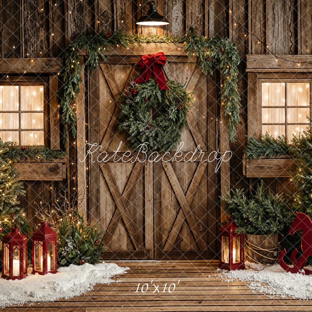 AUSALE Kate Christmas Rustic Barn Door Backdrop Designed by Emetselch