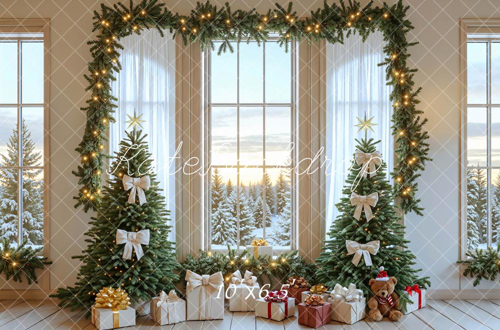 Kate Christmas Trees Gifts Window Backdrop Designed by Mini MakeBelieve
