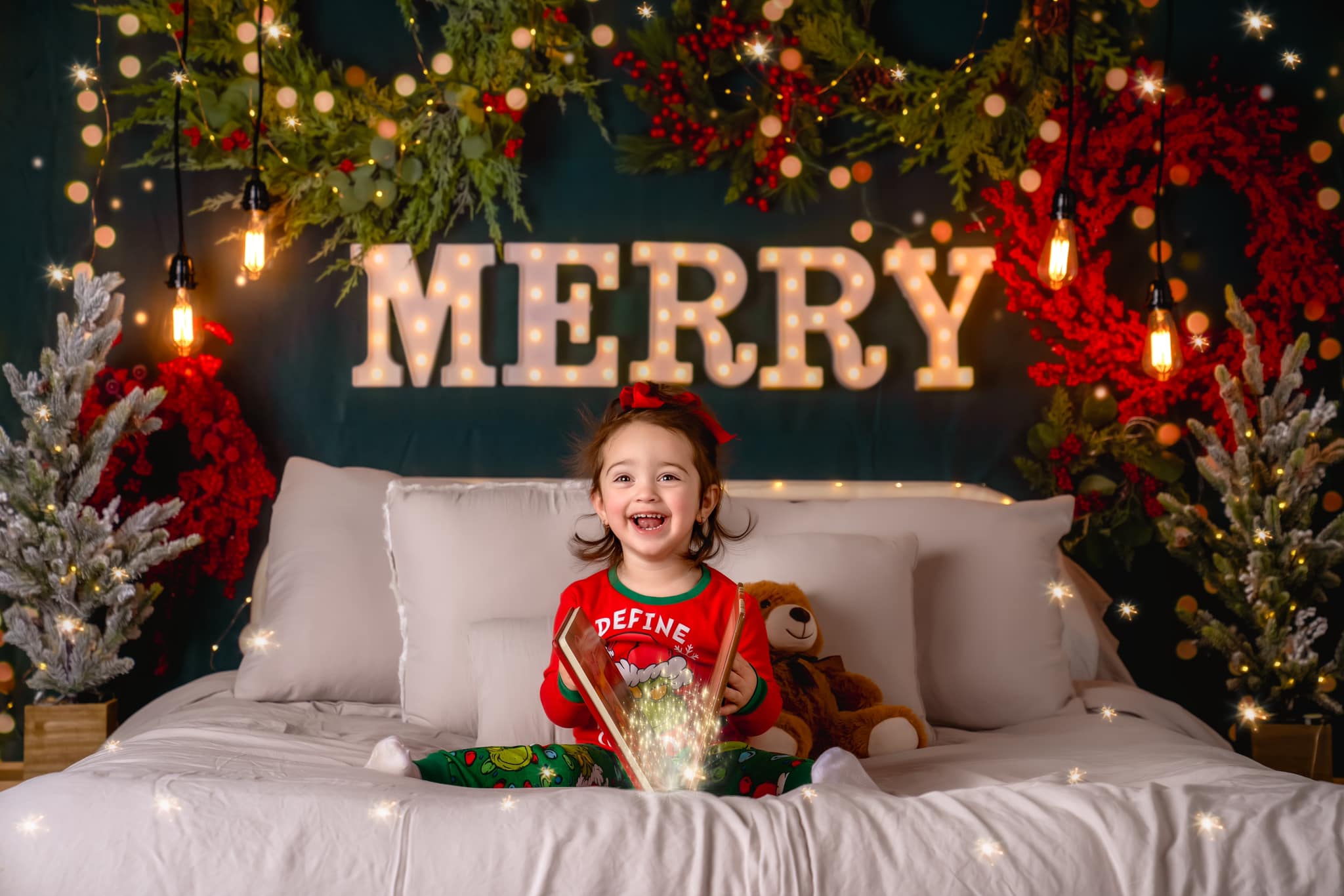 Kate Merry Christmas Backdrop Sparkle Headboard Designed By Mandy Ringe Photography - Kate Backdrop AU